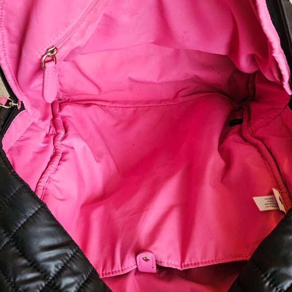 Kate Spade Softwhere Medium Nylon Quilted Backpack Black And Pink Cute Clean - Picture 13 of 16